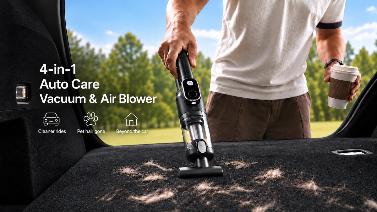 Luminoire cleaning a modern car cabin