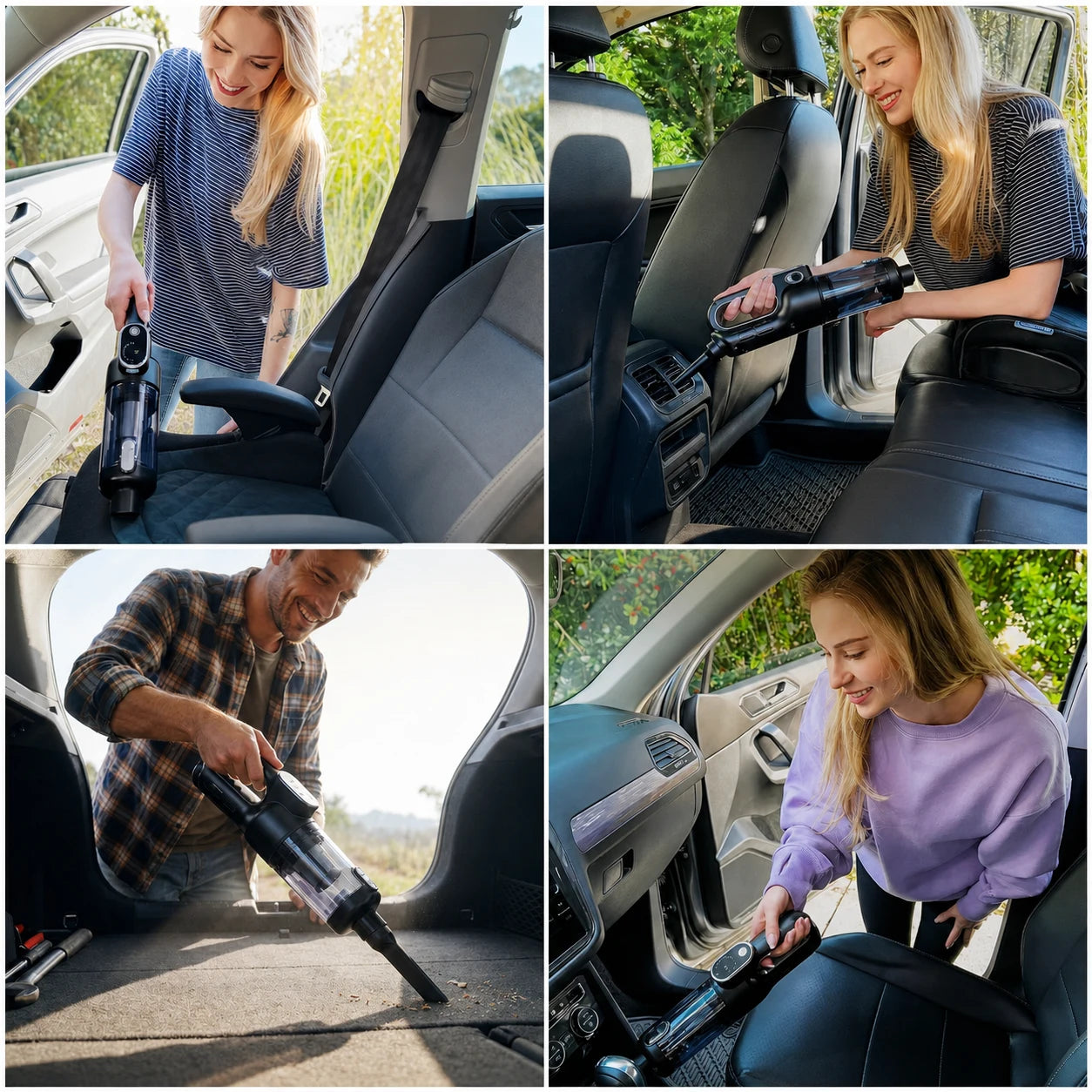 Luminoire AutoCare vacuum used throughout a vehicle