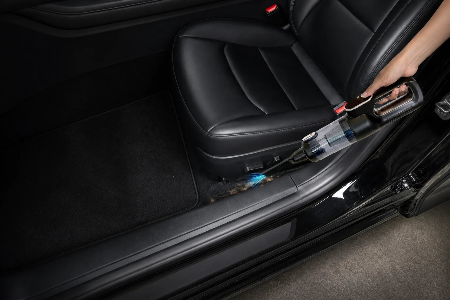 Luminoire AutoCare precision cleaning a car door seam